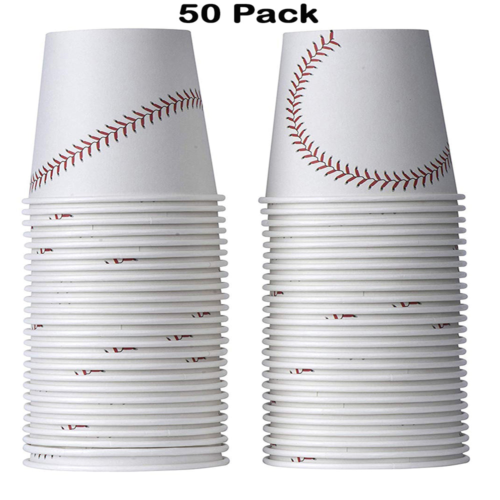 Baseball Themed 9 Oz Disposable Paper Cups 50 Pack